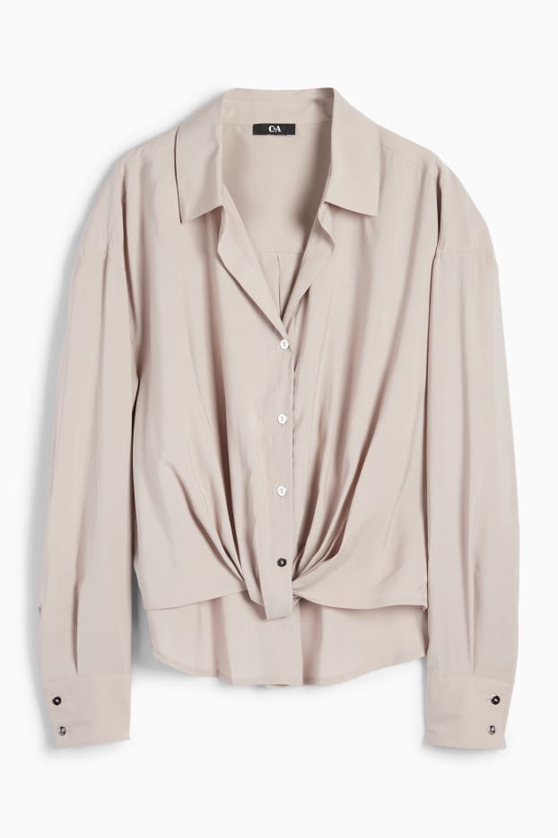 Women - Blouse with knot detail - gray