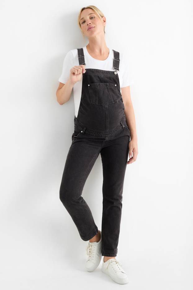Women - Maternity denim dungarees - denim-dark gray