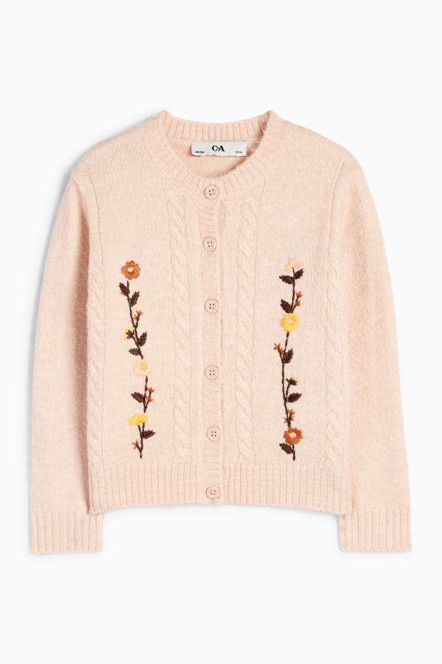 Kinder Mädchen - Blume - Strickjacke - rosa