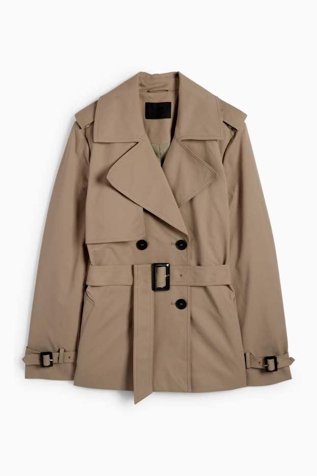 Women - Short trench coat - beige