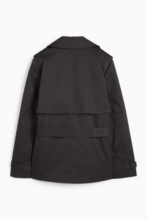 Dames - Korte trenchcoat - zwart
