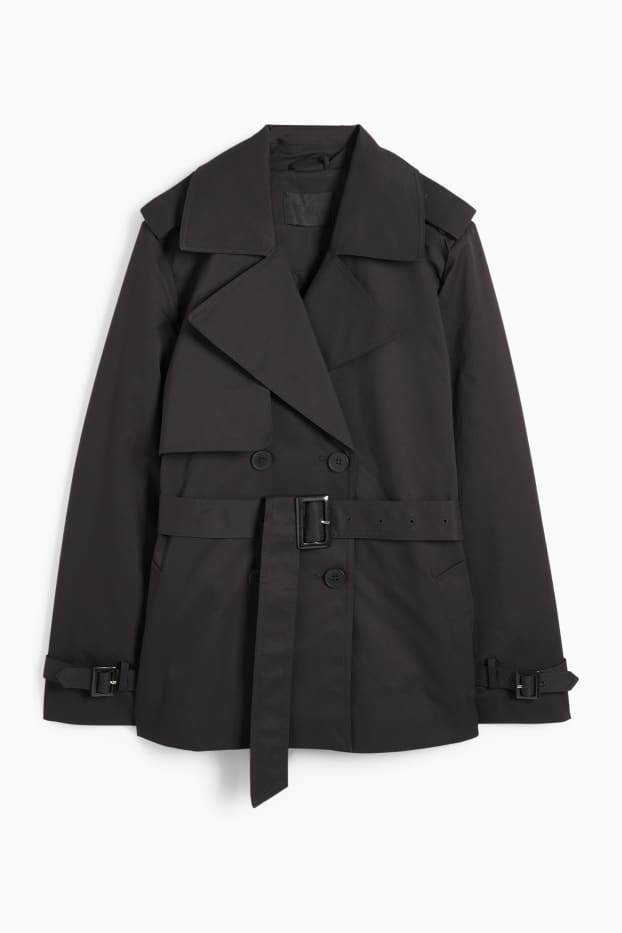 Dames - Korte trenchcoat - zwart