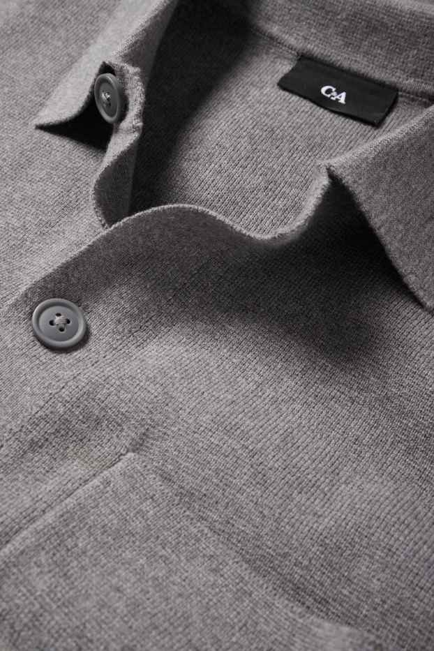 Herren - Strick-Hemd - Regular Fit - Kent - grau