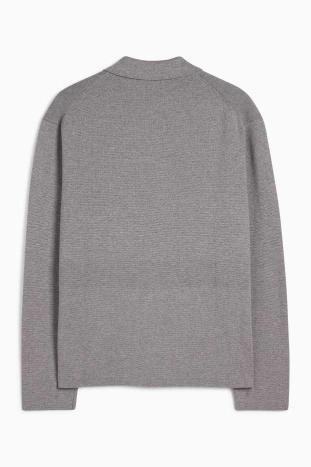 Herren - Strick-Hemd - Regular Fit - Kent - grau