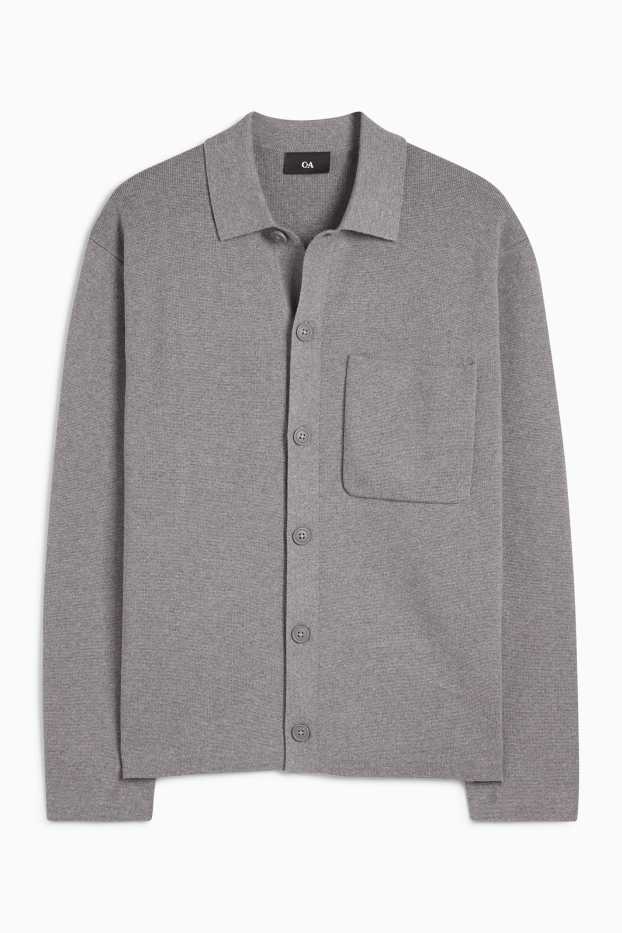 Herren - Strick-Hemd - Regular Fit - Kent - grau