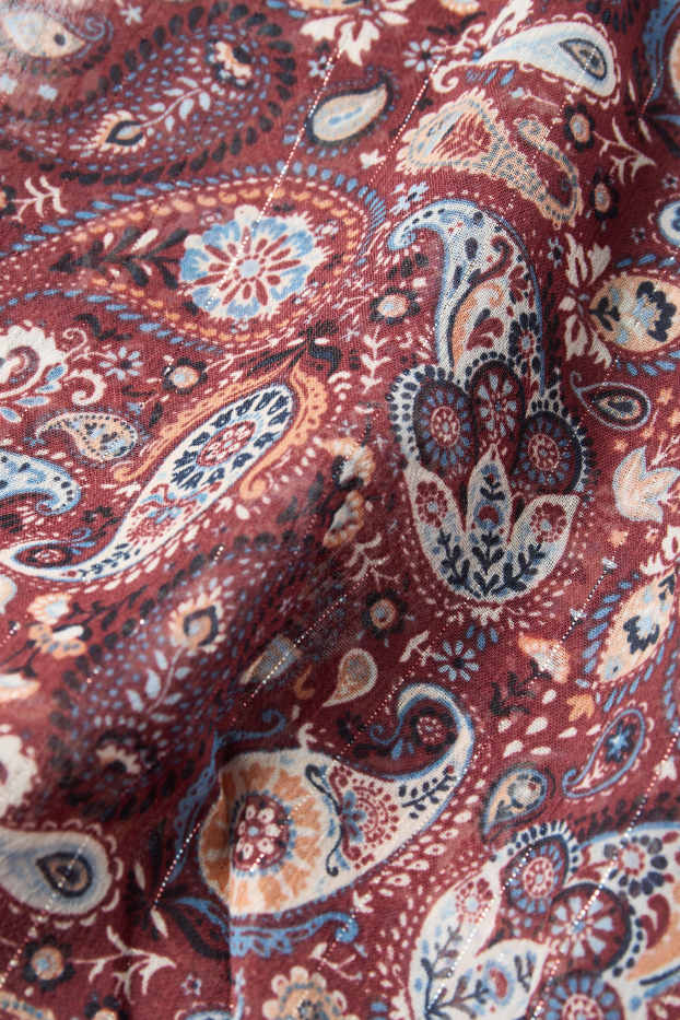 Kinder Mädchen - Kleid - gemustert - gesmokt - bordeaux