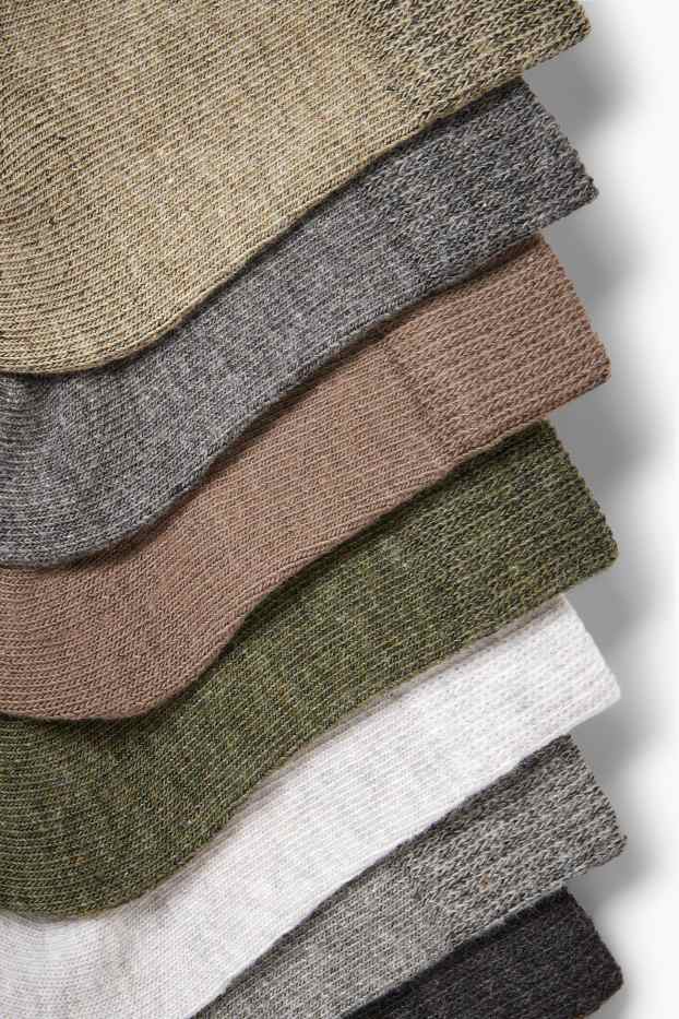 Men - Multipack of 7 - short socks - gray / rgreen