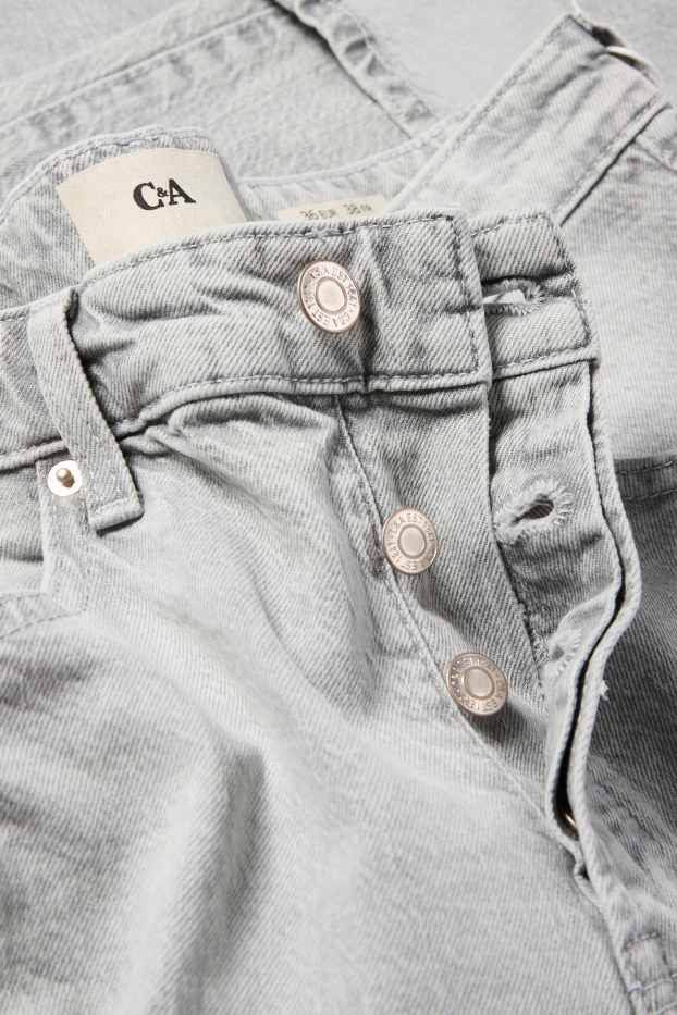 Women - Boyfriend jeans - mid-rise waist - denim-light gray