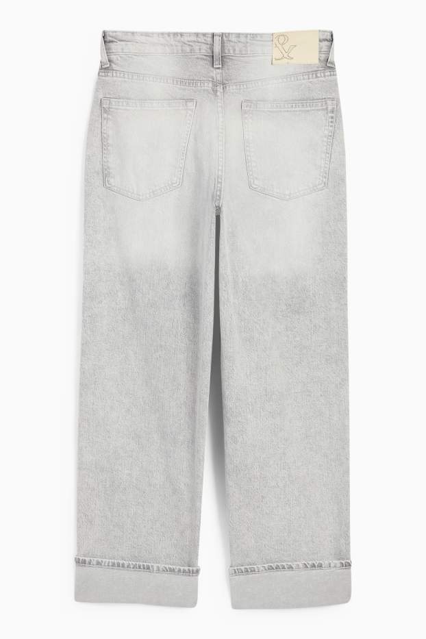 Women - Boyfriend jeans - mid-rise waist - denim-light gray