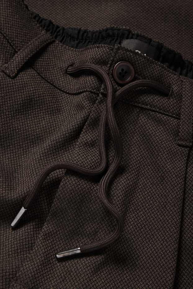 Men - Chinos - tapered fit - textured - dark brown