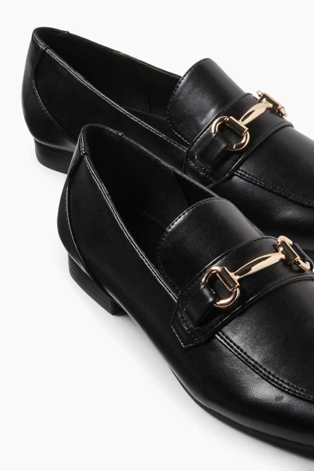 Damen - Loafer - Lederimitat - schwarz