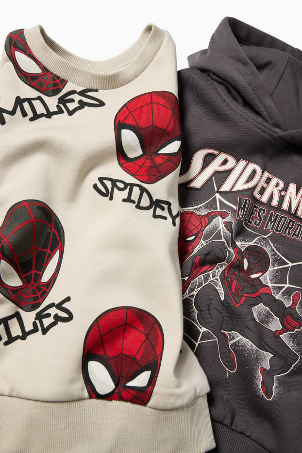 Kinder Buben - Multipack 2er - Spider-Man - Hoodie und Sweatshirt - grau / beige