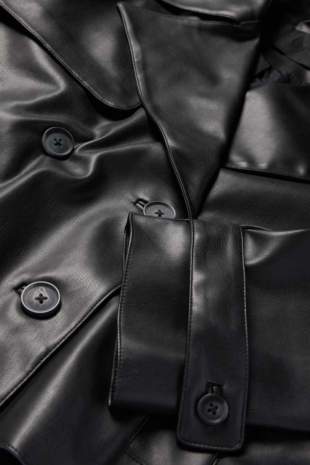 Mujer - Gabardina crop - polipiel - negro
