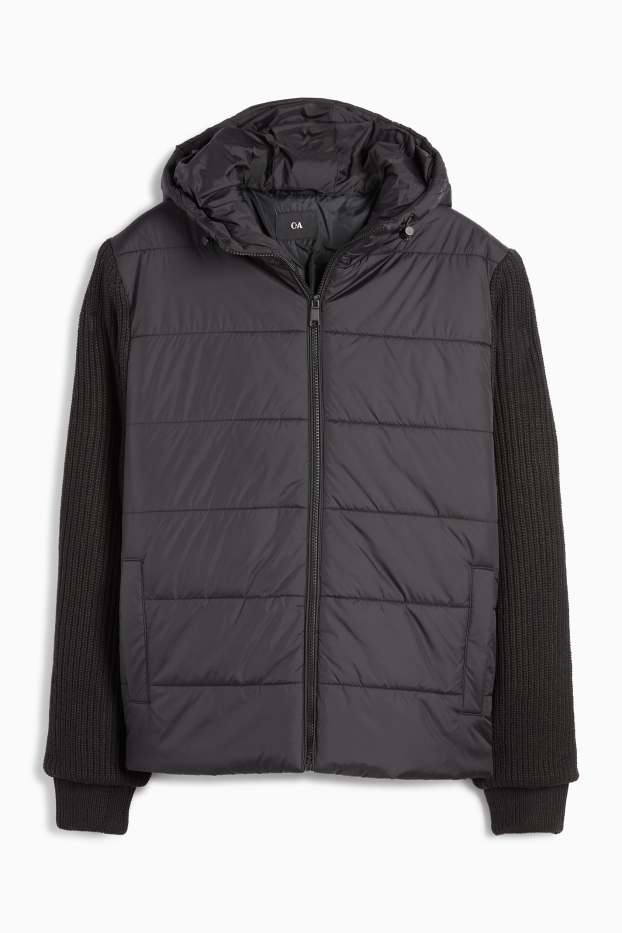 Herren - Steppjacke mit Kapuze - schwarz