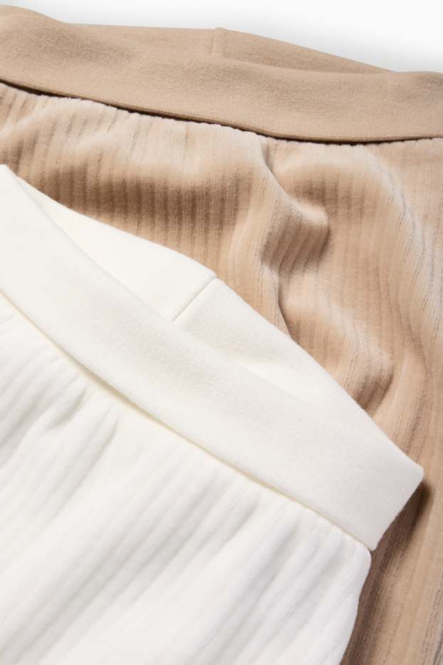 Unisex - Pack de 2 - ositos - pantalones de pijama para bebé - de canalé - blanco