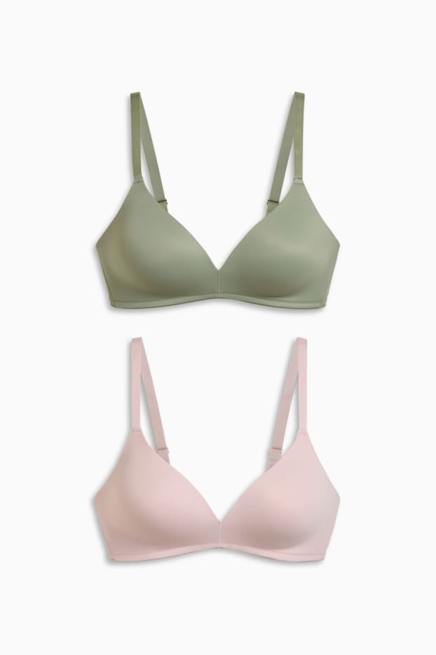 Damen - Multipack 2er - BH ohne Bügel - wattiert - mintgrün