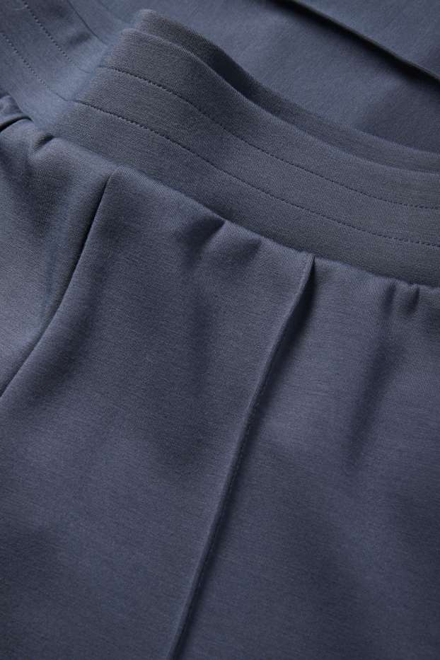 Femei - Pantaloni din jerseu - talie medie - straight fit - albastru melanj