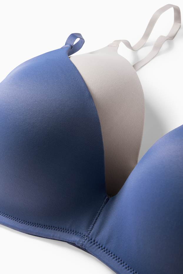 Damen - Multipack 2er - BH ohne Bügel - wattiert - blau