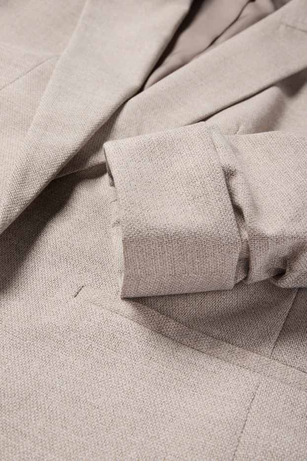 Women - Long blazer - regular fit - textured - beige