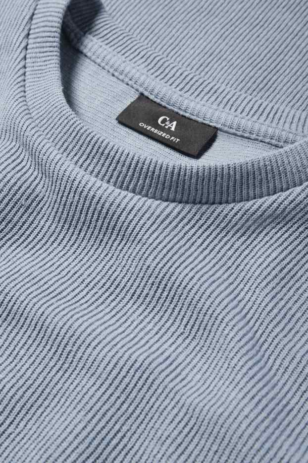 Herren - T-Shirt - Oversized - gerippt - hellblau