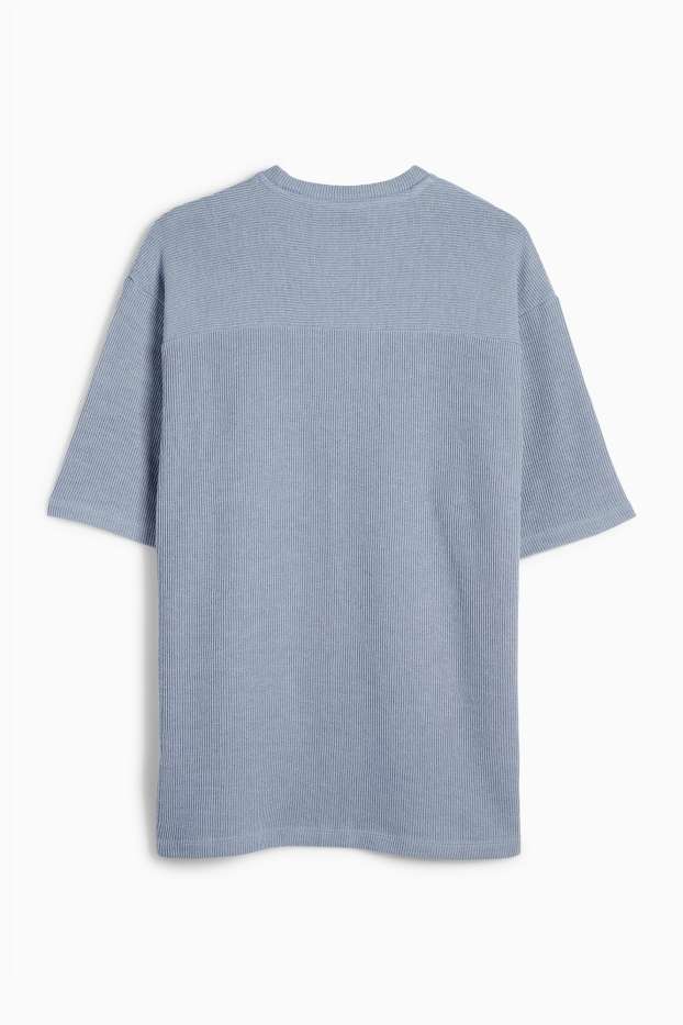 Herren - T-Shirt - Oversized - gerippt - hellblau
