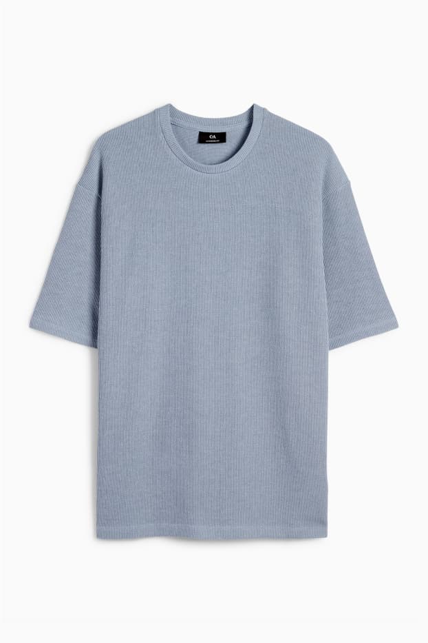 Herren - T-Shirt - Oversized - gerippt - hellblau