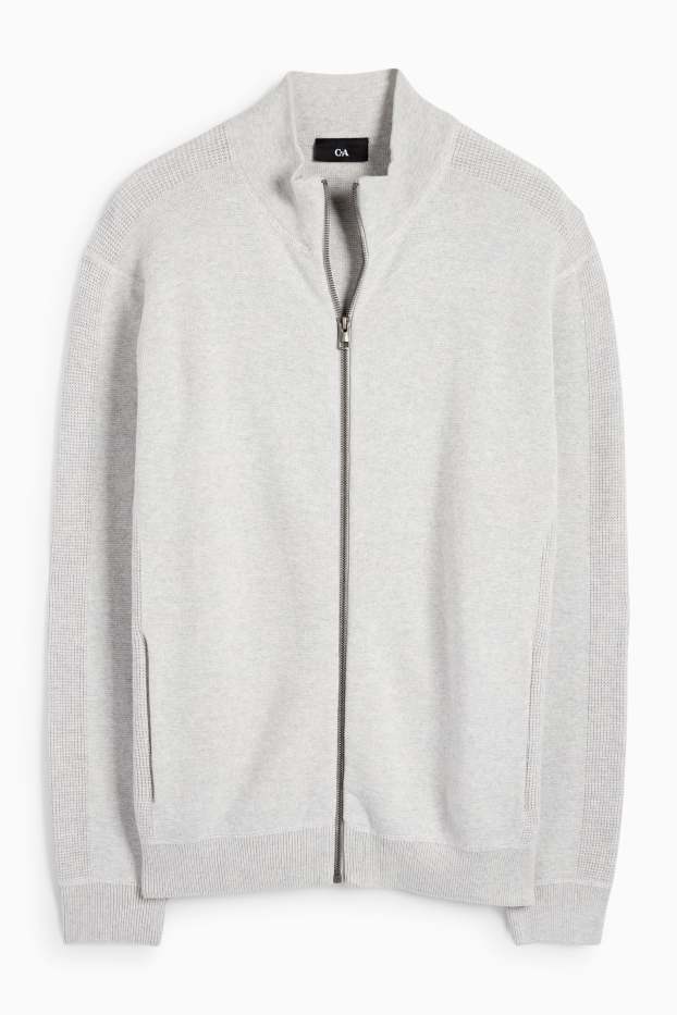 Herren - Strickjacke - hellgrau