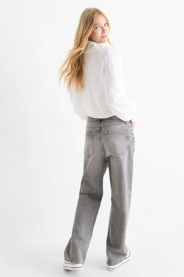Mujer - Baggy jeans - mid waist - vaqueros - gris claro