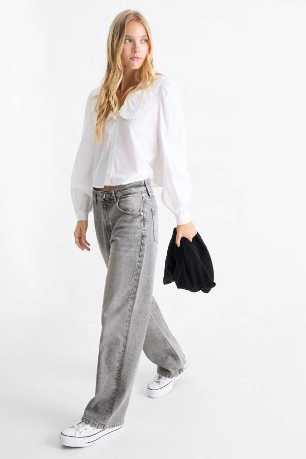Dona - Baggy jeans - mid waist - texà gris clar