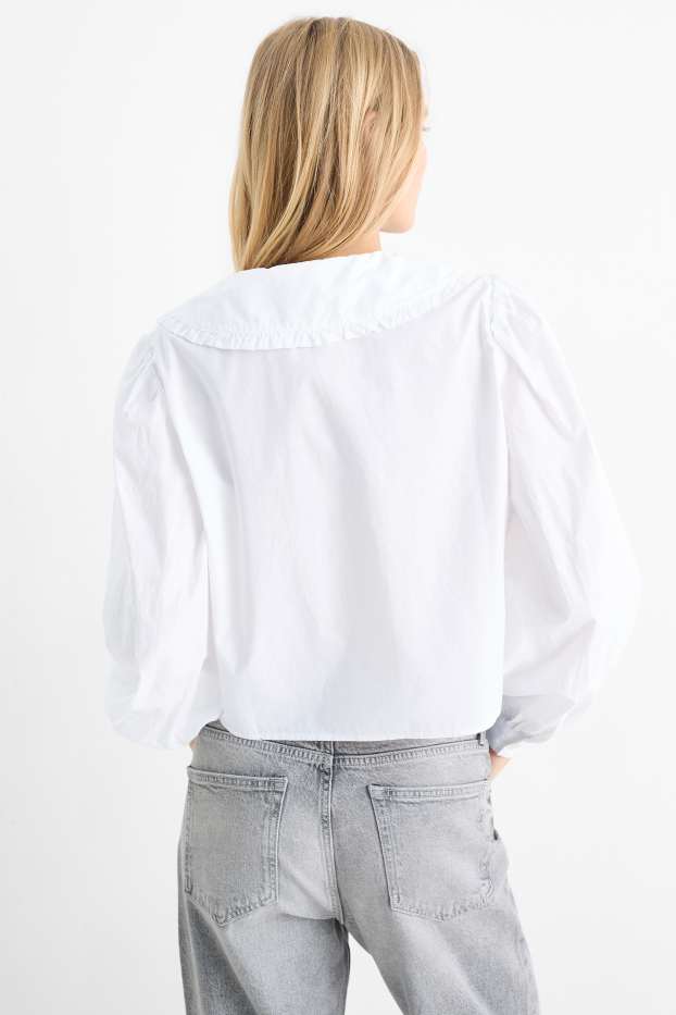 Women - V-neck blouse - white