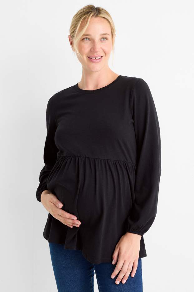 Dames - Zwangerschapslongsleeve - zwart
