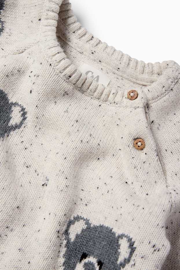 Unisex - Niedźwiadki - sweter niemowlęcy - kremowobiały