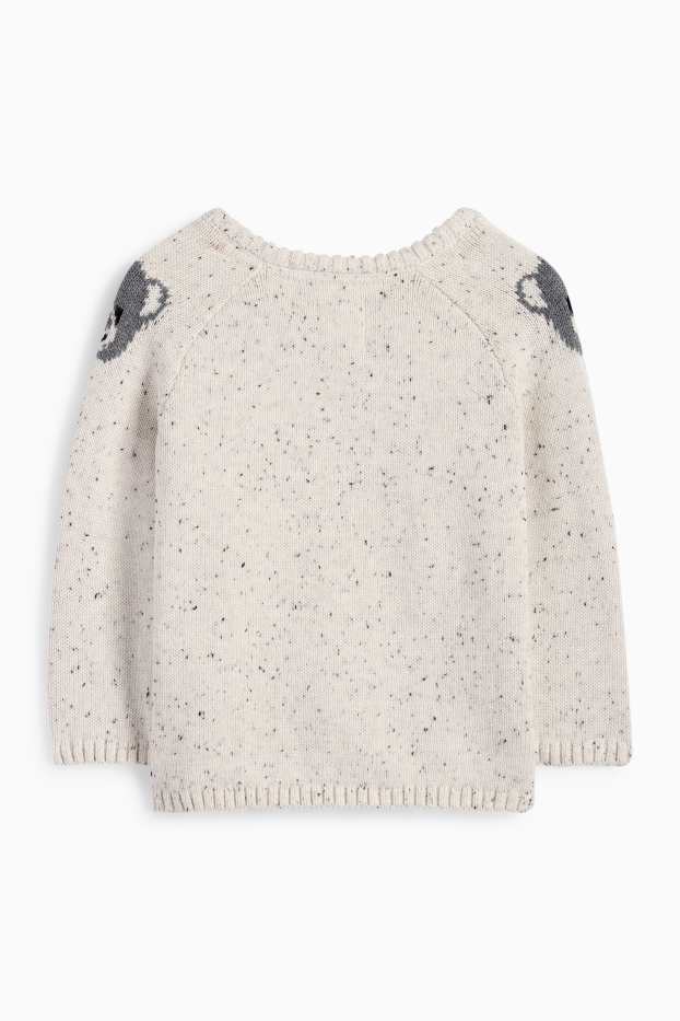 Unisex - Niedźwiadki - sweter niemowlęcy - kremowobiały