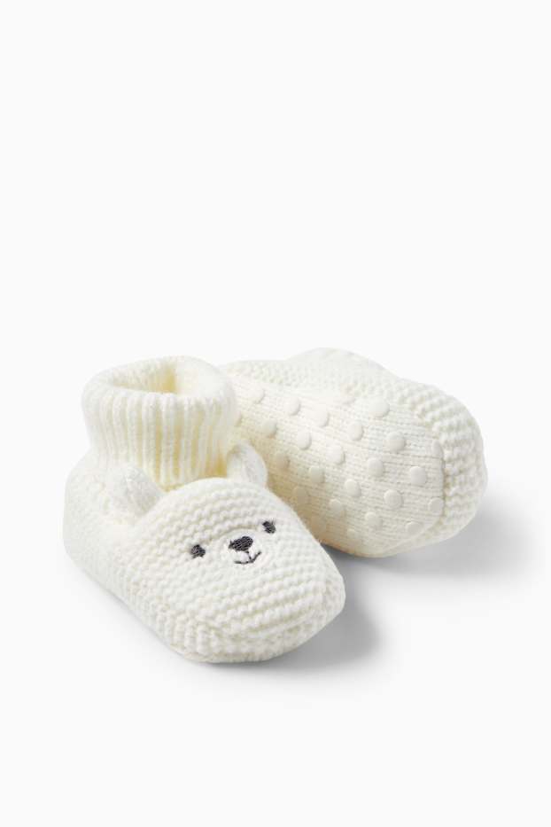 Unisex - Orso polare - scarpine primi passi per neonati - bianco crema
