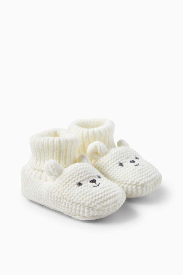 Unisex - IJsbeer - baby-kruipschoentjes - crème wit