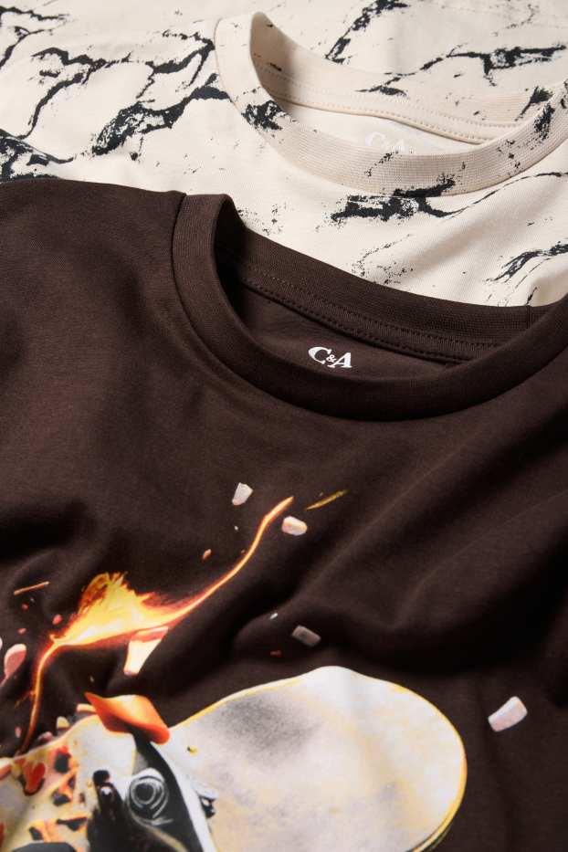 Kinderen: jongens - Set van 2 - skateboard - longsleeve - bruin