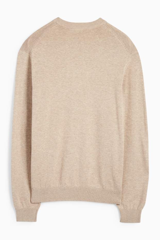 Hommes - Pull en maille fine - beige clair