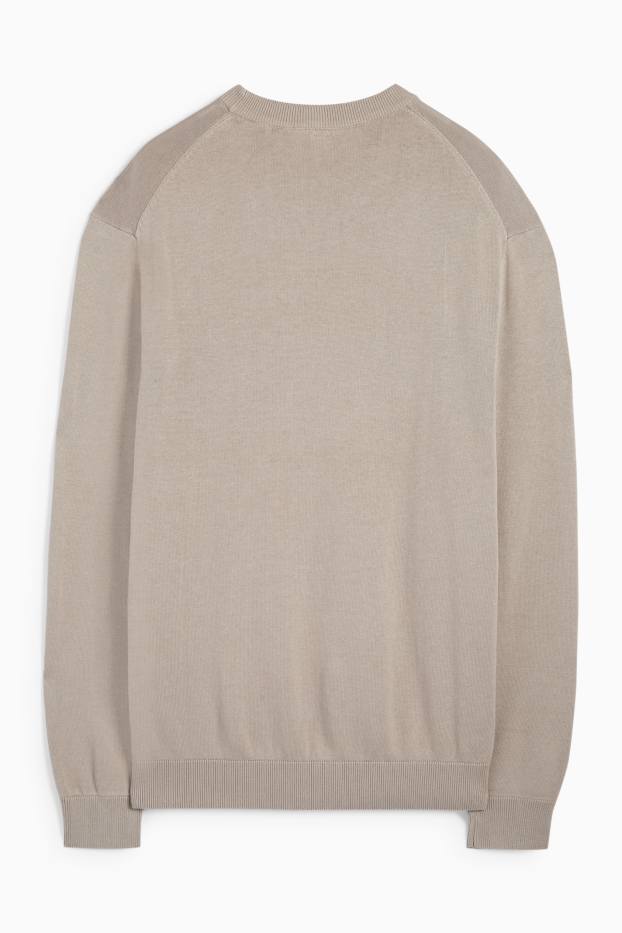 Uomo - Maglione in maglia fine - grigio