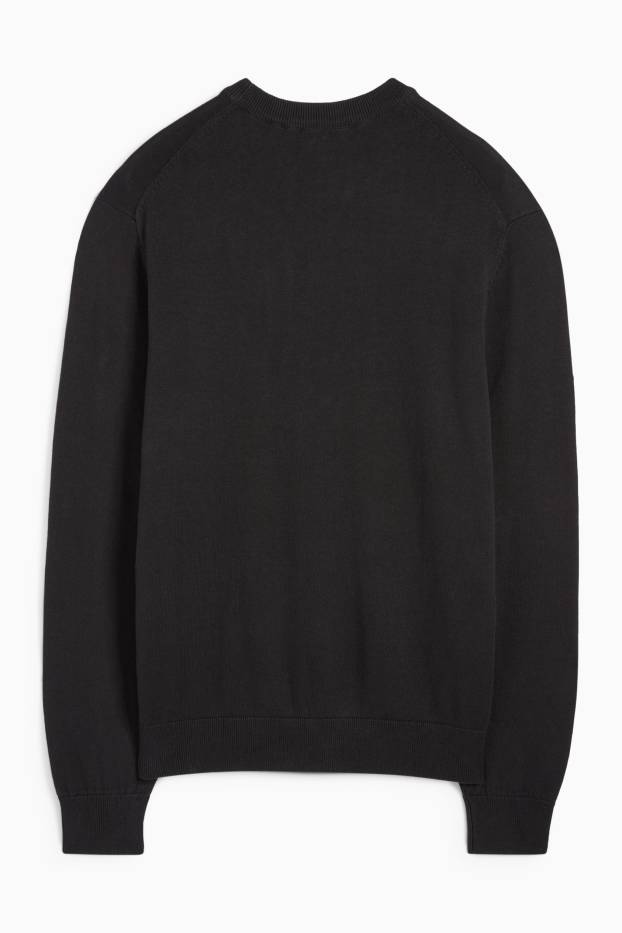 Uomo - Maglione in maglia fine - nero