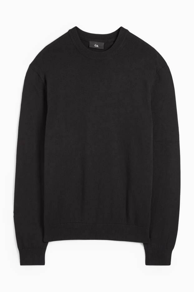 Uomo - Maglione in maglia fine - nero