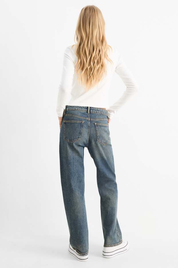 Dames - Baggy jeans - mid waist - jeansblauw