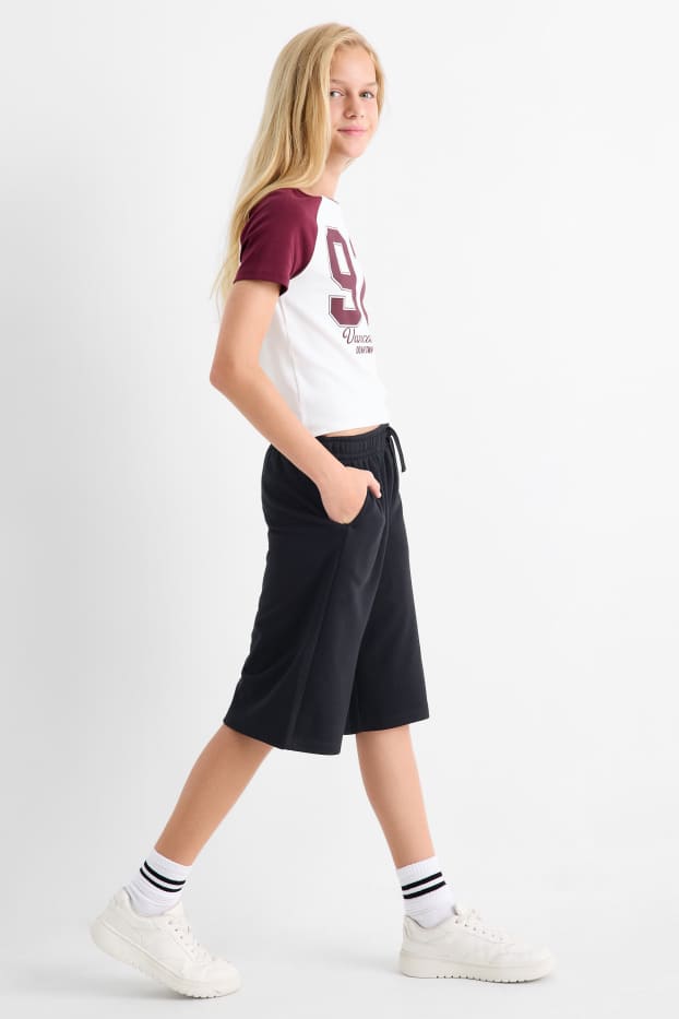 Kinder Mädchen - California - Sweat-Bermudas - schwarz