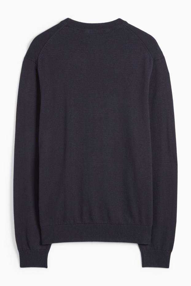 Uomo - Maglione in maglia fine - blu scuro
