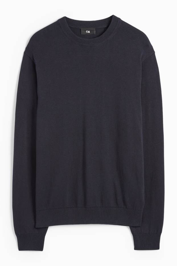 Uomo - Maglione in maglia fine - blu scuro