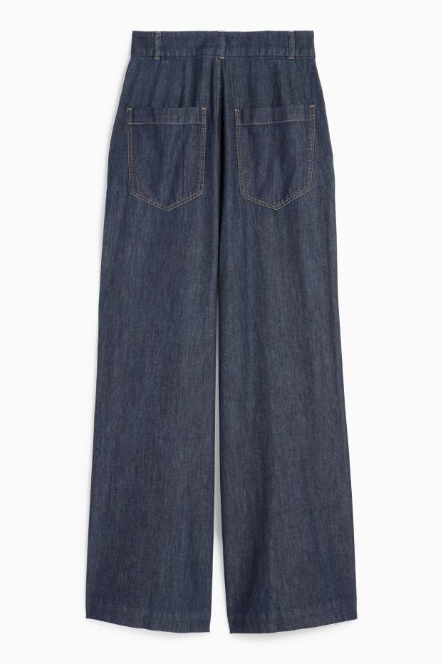 Dames - Palazzo jeans - high waist - jeansdonkerblauw