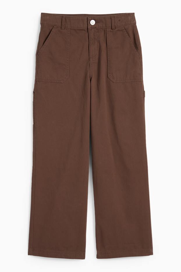 Copii - Fete - Pantaloni de stofă - maro închis