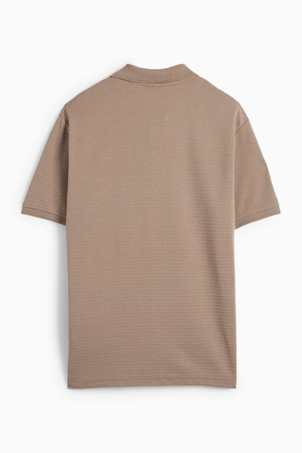 Hommes - Polo - regular fit - finition côtelée - taupe