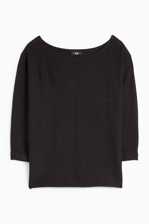 Women - Fine knit jumper - black