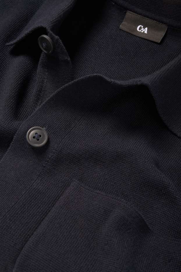 Herren - Strick-Hemd - Regular Fit - Kent - dunkelblau