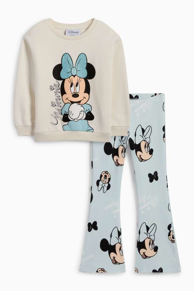 Kinderen: meisjes - Minnie Mouse - set - sweatshirt en flared legging - crème wit